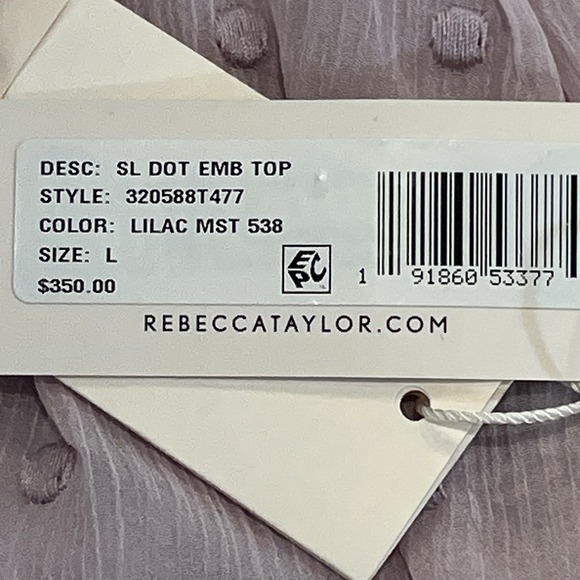 Rebecca Taylor NEW Embroidered Silk Blend Whimsy Coquette SS Ruffle Top Lilac L - Picture 10 of 12
